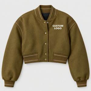 Veste streetwear oversize pour femme, coupe courte, manches longues, col montant, effet délavé personnalisé, style vintage, en coton, pour l'automne - Product Image 5