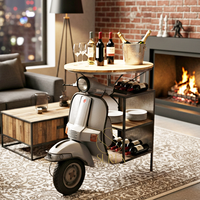 Table de bar vintage style scooter avec plateau en bois massif, design industriel, mobilier multifonctionnel pour la maison SUREN SPACE SS3132