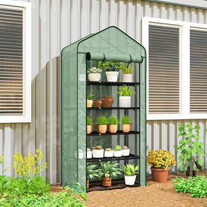 Mini Serra Ecologica a 5 Livelli Portatile con Copertura in PE e Porta Avvolgibile con Cerniera, Dimensioni 193 x 90 x 49 cm, Verde - Product Image 2