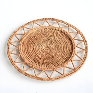 Rattan placemats for sale circle floral placemat <b>trivet</b> decorative flower designed place mats - Product Image 5