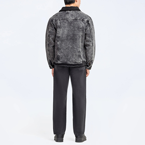 Quality Casual Embroidered Windproof Oversized Drop Shoulder Denim <b>Jeans</b> <b>Jacket</b> for Men Distressed <b>Black</b> 100% Cotton Winter - Product Image 4