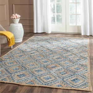 Alfombra de Yute Trenzada a Mano Estilo Costero, Patrón Geométrico, Rectangular, Tejido Plano, para Sala de Estar, Reversible, Antideslizante, Apta para Mascotas - Product Image 6