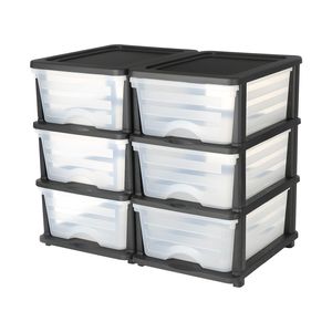 Set di 2 Cassettiere in Plastica con 6 Cassetti, Organizzatore per Armadio e Cassettiera, Divisori e Carrello - Product Image 4