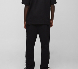 Pantalones Casuales de Algodón para Hombre, Corte Recto, Color Negro, Cintura Elástica, Tejido Medio, Transpirables, para Otoño - Product Image 3