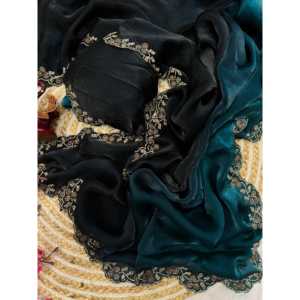 Sari de diamantes de fiesta de diseñador con trabajo elegante de diamantes - Product Image 6