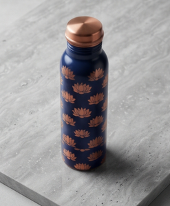 Bouteille d'eau en cuivre émaillée ayurvédique de qualité supérieure, motif floral artistique, bouteille de sport en métal anti-fuite, fabricant - Product Image 4