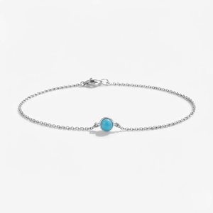 Bracelet à maillons en argent sterling rhodié Rhaya Jewels, avec turquoise géométrique solitaire, serti clos, pour femme - Product Image 1