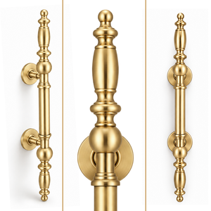 Gold Plated Main <b>Door</b> <b>Handle</b> Decorative Brass Finish Entry <b>Pull</b> <b>Handle</b> for Villa Hotel Apartment - Product Image 2