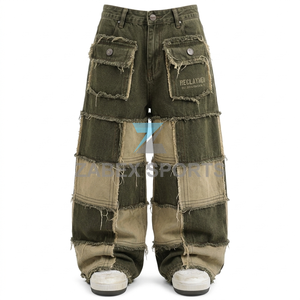 Pantalones Cargo Vaqueros ZABEX SPORTS Premium para Hombre, Diseño Multipanel con Parches, Estilo Holgado, Colección de Moda Urbana Personalizada - Product Image 1