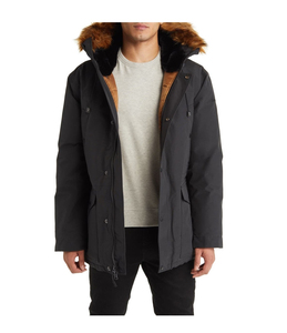 Blouson matelassé d'hiver pour homme, col à capuche, respirant, coupe-vent, décontracté, coupe régulière, couleur unie, extérieur en polyester, haute qualité - Product Image 1