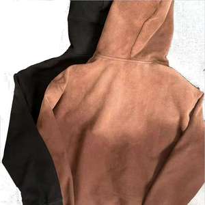 Sudadera con Capucha y Cierre para Hombre, Corte Holgado, Color Sólido, Felpa de Algodón, Informal, para Otoño e Invierno - Product Image 3