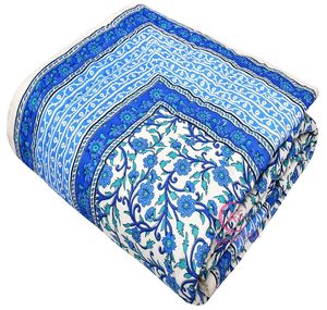 400 TC Pure Cotton Floral Jaipuri Design Printed Lightweight <b>Single</b> Bed <b>Quilt</b>/Razai/Rajai 85x55 Inches Soft Cozy All-Season - Product Image 3