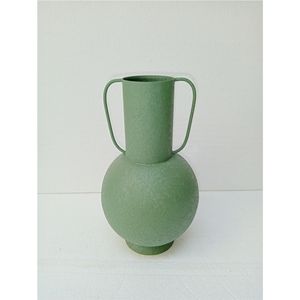 Wholesale Nordic Green Metal <b>Vase</b> Textured Decorative Flower <b>Vase</b> Vintage Tabletop Metal Pot for Wedding & Event Decoration <b>Vase</b> - Product Image 1