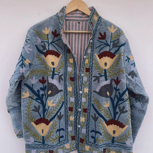 2026 Trendy Velvet Suzani Floral Embroidery Velvet Jacket Chic Suzani <b>Coat</b> Artisan Crafted Velvet Warm Short <b>Coat</b> - Product Image 1