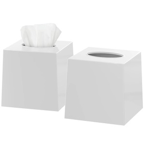Modern <b>White</b> Ceramic Tissue Box Cover Square Design Free Standing - Product Image 1
