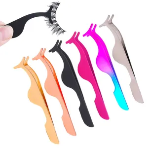 Eyelash Tweezer False Eye Lash Applicator Eyelash Tweezers Extension Curler Nipper Auxiliary <b>Clip</b> Clamp Makeup <b>Tools</b> - Product Image 1
