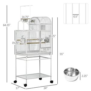 Gabbia Moderna per Animali Domestici da 64 Pollici per Pappagalli Medi e Piccoli, Calopsiti, Pappagallini, Agaporni, con Supporto su Ruote, Disponibile nelle Taglie XS e XL - Product Image 3