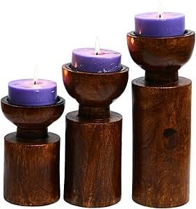 Heritage Wood <b>Candle</b> Stand Column Shape Home Decoration Made by Hand India Handmade <b>Candle</b> Stand <b>Set</b> - Product Image 5
