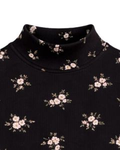 Top Corto Personalizado Negro con Cuello Alto y Estampado Floral, Sin Mangas, Ajustado, Elástico, Informal, de Verano, para Mujer - Product Image 4