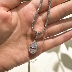 New Design 925 Moissanite Sparkle Halo 4 Carat Pear Cut <b>Tennis</b> Chain Certified Trendy Women's <b>Necklace</b> <b>Sterling</b> <b>Silver</b> 18K White - Product Image 4