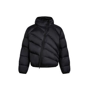 Veste matelassée à capuche unisexe, manteau d'hiver en duvet, design asymétrique avec fermeture éclair, couleur unie, veste courte décontractée coupe-vent - Product Image 5