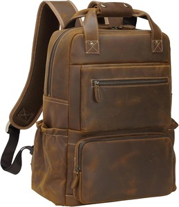 Sac à dos pour ordinateur portable en cuir véritable vieilli, imperméable, antivol, sac de voyage robuste en cuir LBP-0449 - Product Image 5