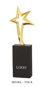 Star <b>Trophy</b> Award 734 Series Gold Silver Rose Gold Base with Logo Display Model A B C - Product Image 3