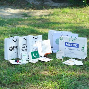 Custom Digital Printed Kraft Gift Carrier <b>Bag</b> with Cotton Rope Handles for Retail Packaging - Product Image 6
