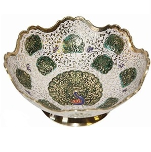Bol de service décoratif en métal pour collations, riz et dattes, design personnalisé, nouvelle collection, motif intérieur peint à la main, pour fruits - Product Image 1