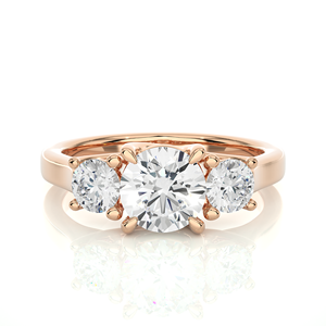 Anillo de Compromiso de Diamantes Cultivados en Laboratorio de 18K y 1.95CT, Corte Redondo, 3 Piedras, para Mujer, Venta al Por Mayor de Fábrica - Product Image 1