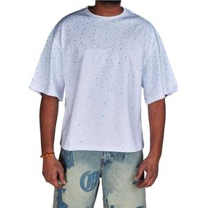 Camiseta Oversize Personalizada con Pedrería Completa para Hombre, 100% Algodón, Estilo Urbano, Cuello Redondo, Manga Corta, con Cristales Brillantes, OEM ODM - Product Image 1