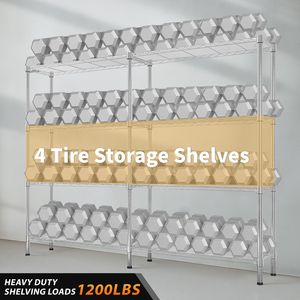 "Adjustable 4-Tier 1200LBS NSF Wire Shelving Unit-58FT W-Metal <b>Storage</b> Rack-<b>Plastic</b> <b>Shelves</b>" - Product Image 5