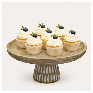 Base Redonda para Pastel de Madera de Mango Hecha a Mano con Pedestal Blanco, Elegante Base Rústica para Exhibición de Postres para Bodas y Cumpleaños - Product Image 2