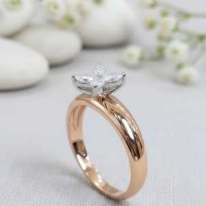 แหวนเพชรทรงมาร์คีส์รูปดอกไม้สุดหรูสำหรับผู้หญิง ทองคำแท้ 14K ของขวัญวันครบรอบสำหรับคนรัก - Product Image 3