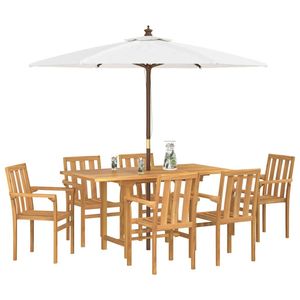 Ensemble de salle à manger de jardin en teck massif brun 7 pièces - Product Image 3