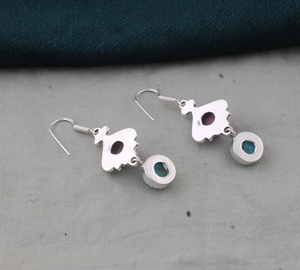 Handcrafted 925 Sterling <b>Silver</b> Purple Blue Copper Lapis Lazuli Bezel Setting Water Drop <b>Dangle</b> <b>Earrings</b> Wholesale Vintage - Product Image 5