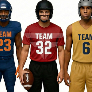 Ensemble de maillots de football américain USA imprimés, 100 % polyester, tissu mesh premium, coupe unisexe adulte, manches courtes, séchage rapide, personnalisable - Product Image 4