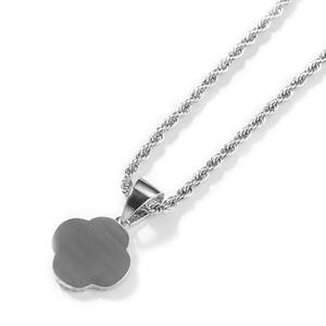 Colgante de medallón de plata personalizado con diamante cultivado en laboratorio, diseño de trébol, collar con foto de flor, recuerdo, regalo con dije de imagen personalizada - Product Image 3