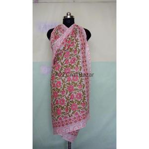 100% Cotton Floral Hand Block Print Sarong Pareo Large Beach <b>Wrap</b> Bikini Cover Up Scarf Soft Women Fashion Wholesale - Product Image 1