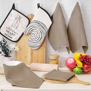 Paños de Cocina 100% Algodón con Tejido Waffle, Ultra Suaves, Absorbentes y de Secado Rápido, 12 x 12 Pulgadas, Paquete de 6 Toallas Color Bronceado - Product Image 3