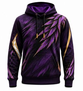 Sudadera con Capucha para Hombre con Estampado de Plumas, Corte Regular, Informal, Tejida, con Estampado por Sublimación - Product Image 5