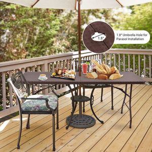Portable 6 Feet <b>Folding</b> Rattan <b>Table</b> with Carrying Handle for <b>Outdoor</b> Use - Product Image 5