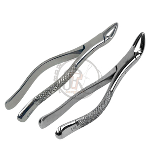 Ensemble de forceps d'extraction dentaire universels pour dents supérieures et inférieures, en acier inoxydable, avec poignée moletée - Product Image 1