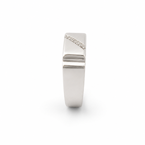 925 Sterling <b>Silver</b> <b>Mens</b> Diagonal Diamond Accent <b>Ring</b> High Polish Modern Minimalist Band Design Wedding Party Daily Wear Fine Je - Product Image 4