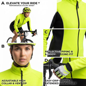 Service OEM, maillot de cyclisme pour femmes en couleur néon, vêtements de sport pour le vélo, 100% polyester, vente en gros de hauts de cyclisme - Product Image 5