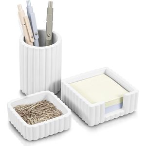 Set di Accessori da Scrivania Moderni ed Estetici, 3 Organizzatori in Cemento per Penne e Articoli da Ufficio, Set da Scrivania Funzionali e Carini - Product Image 1