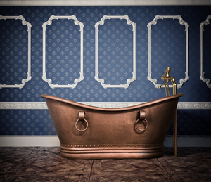 Baignoire ovale autoportante en cuivre antique avec poignées annulaires, baignoire de trempage en métal durable pour adultes, usage salle de bain - Product Image 4