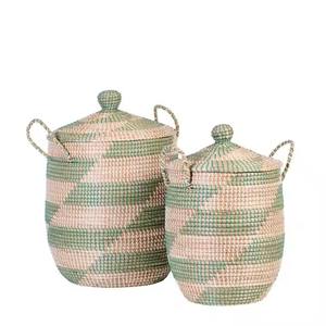 Natural/customized Color Eco-Friendly Clothing Storage <b>Baskets</b> Flexible Seagrass water <b>hyacinth</b> <b>basket</b> Round/Rectangle/Square - Product Image 4