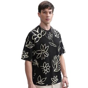 เสื้อยืดผู้ชายแบบสั่งทำ สีดำและสีขาวล้วน พิมพ์ลายดิจิทัลขนาดใหญ่ ลายเรียบ ผ้าฝ้ายฟลีซ 100% เป็นมิตรกับสิ่งแวดล้อม สไตล์ลำลอง - Product Image 3