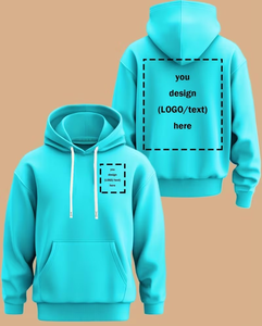 Customizable Logo Hoodie Men Black Cotton Fleece Knitted Pullover Front Digital Printing Oversized Fit Winter Casual - Product Image 6